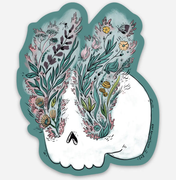 Wildflower Skull Sticker