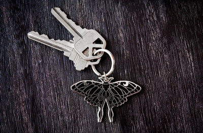 Silver Luna Moth Keychain