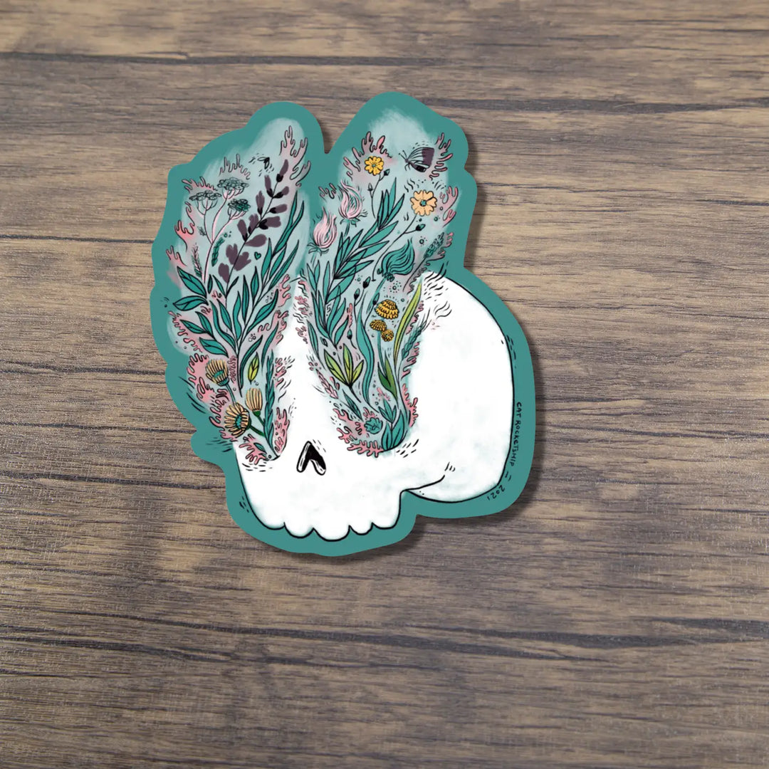 Wildflower Skull Sticker