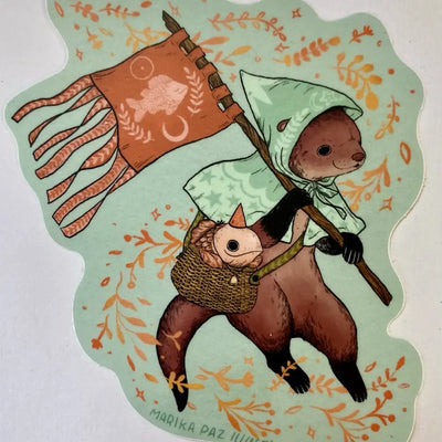 Otter and Fish Sticker