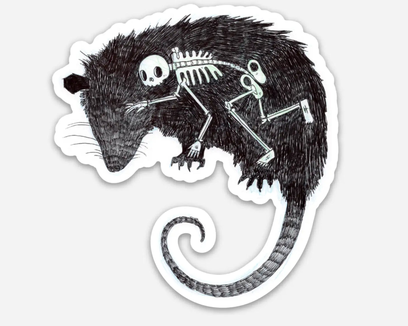 Skeletal Possum Sticker